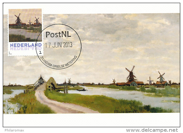 D14628 CARTE MAXIMUM CARD 2013 NETHERLANDS - CLAUDE MONET - MILLS AND BRIDGE NEAR ZAANDAM !! PLEASE READ !! - Impressionisme