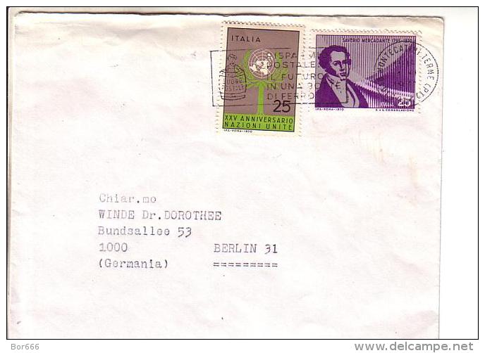 GOOD ITALY Postal Cover To GERMANY 1972 - Good Stamped: Uno ; Mercadante - 1971-80: Used