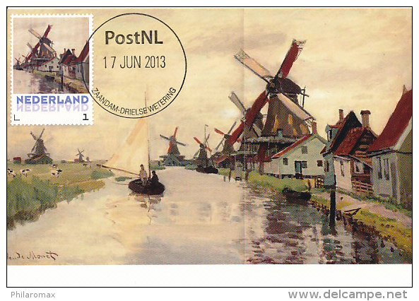 D14632 CARTE MAXIMUM CARD 2013 NETHERLANDS - CLAUDE MONET - WINDMILLS AT ZAANDAM !! PLEASE READ !! - Impressionisme