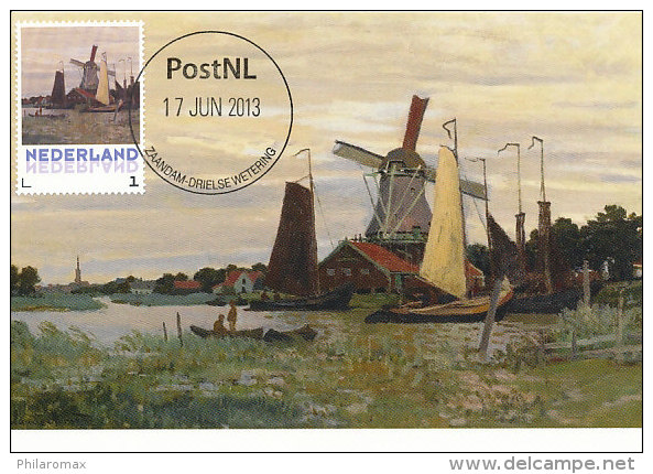 D14633 CARTE MAXIMUM CARD 2013 NETHERLANDS - CLAUDE MONET - A WINDMILL AT ZAANDAM !! PLEASE READ !! - Impressionisme