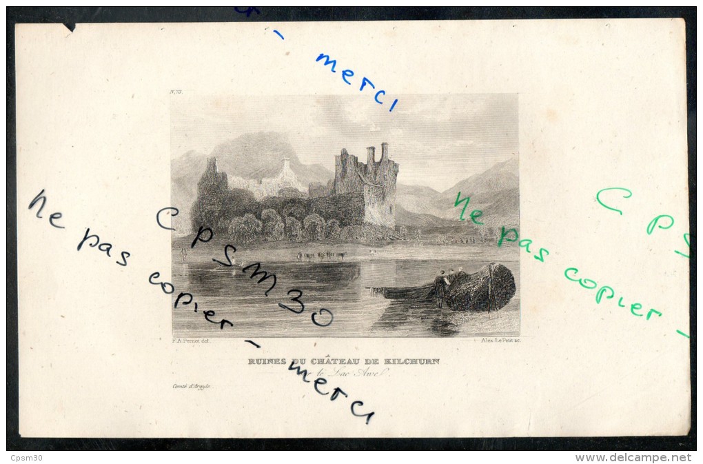 Eaux Fortes - N° 073 - RUINES Du CHATEAU DE KILCHURN Sur Le Lac Awel - Comté D´Argyle F.A.Pernot Del. / Alex Le Petit Sc - Prints & Engravings