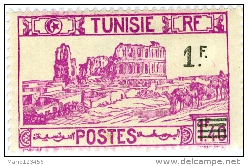TUNISIA, FRENCH PROTECTORATE, ANFITEATRO DI EL DJEM, 1940, FRANCOBOLLO NUOVO (MLH*), Mi 237, Scott 151, YT 225 - Neufs