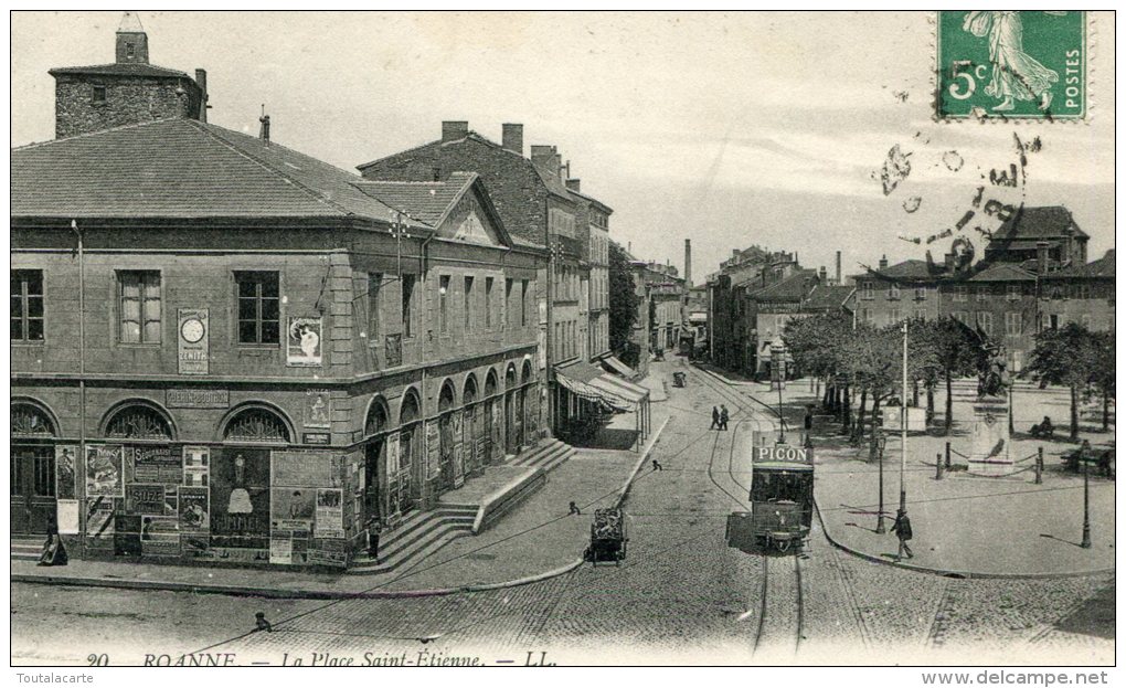 CPA 42 ROANNE LA PLACE SAINT ETIENNE 1910 - Roanne