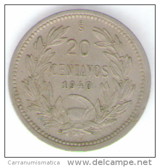 CILE 20 CENTAVOS 1940 - Chile