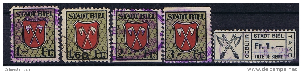 Switserland: Stempelmarken/Timbre Fiscal Stadt Biel - Revenue Stamps