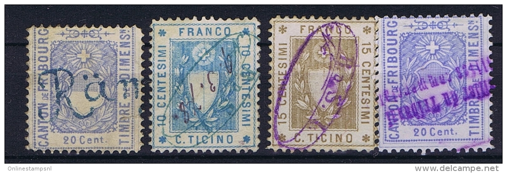 Switserland: Stempelmarken/Timbre Fiscal Canton Fribourg - Revenue Stamps