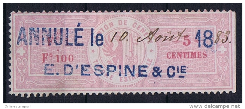 Switserland: Stempelmarken/Timbre Fiscal Canton Geneve - Revenue Stamps