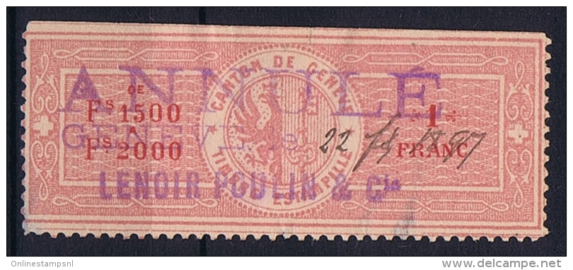 Switserland: Stempelmarken/Timbre Fiscal Canton Geneve - Revenue Stamps