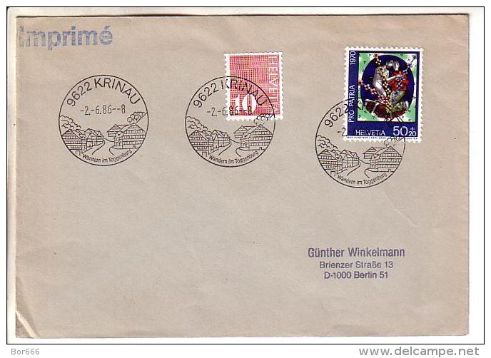 GOOD SWITZERLAND Postal Cover To GERMANY 1986 - Good Stamped: Pro Patria - Covers & Documents