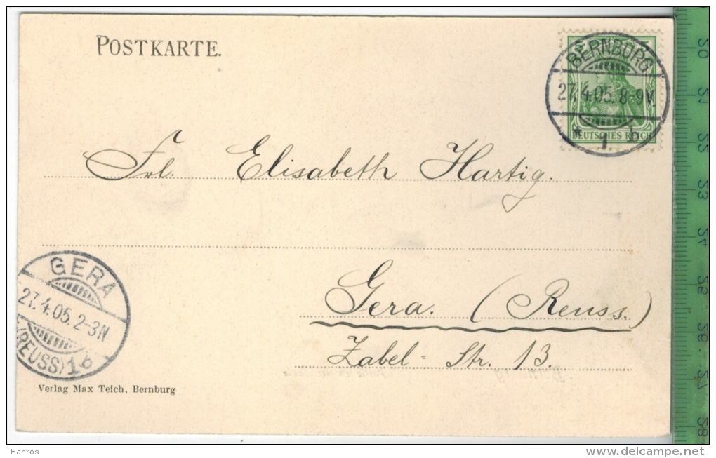 Bernburg – Partie An Der Saale Verlag: Max Teich, Bernburg  Postkarte Mit Frankatur, Mit Stempel  BERNBURG   27.4.05 GER - Bernburg (Saale)