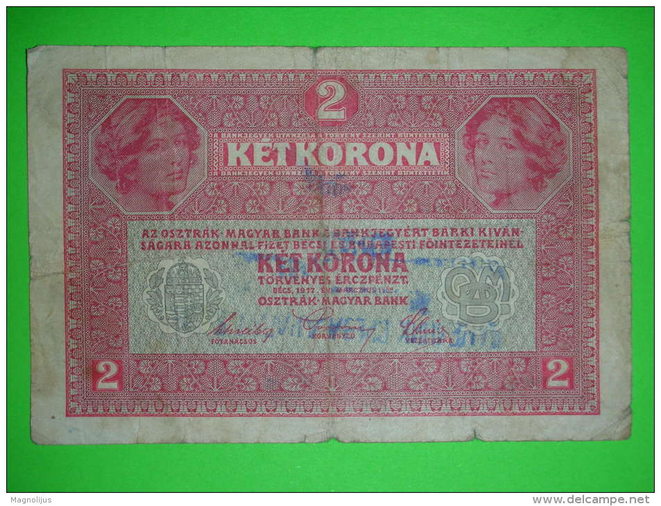 R!,Austria-Hungary Monarchy,zwei Kronen,2 Ket Korona,1917.,seal,stamp,banknote,bill,paper Money,geld - Autriche