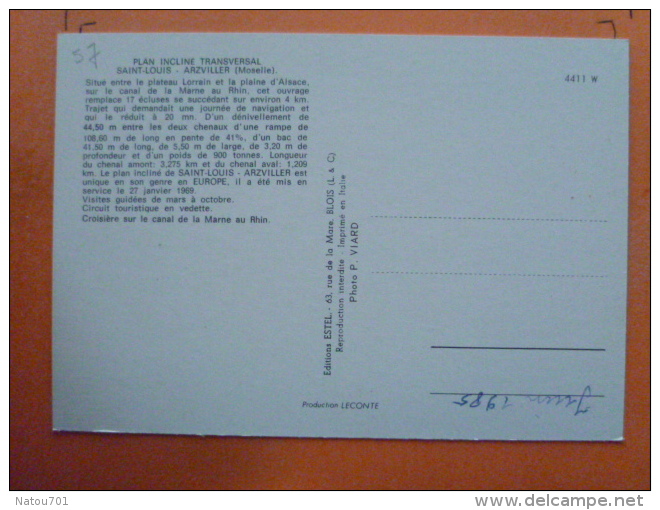 V09-57-Moselle-arzviller- Plan Incline Transversal--lot De 2 Cartes-- - Arzviller