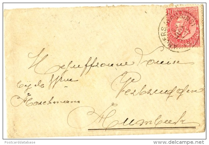 Envelope Sent From Anvers To Humbeek - & Envelope - 1893-1900 Thin Beard