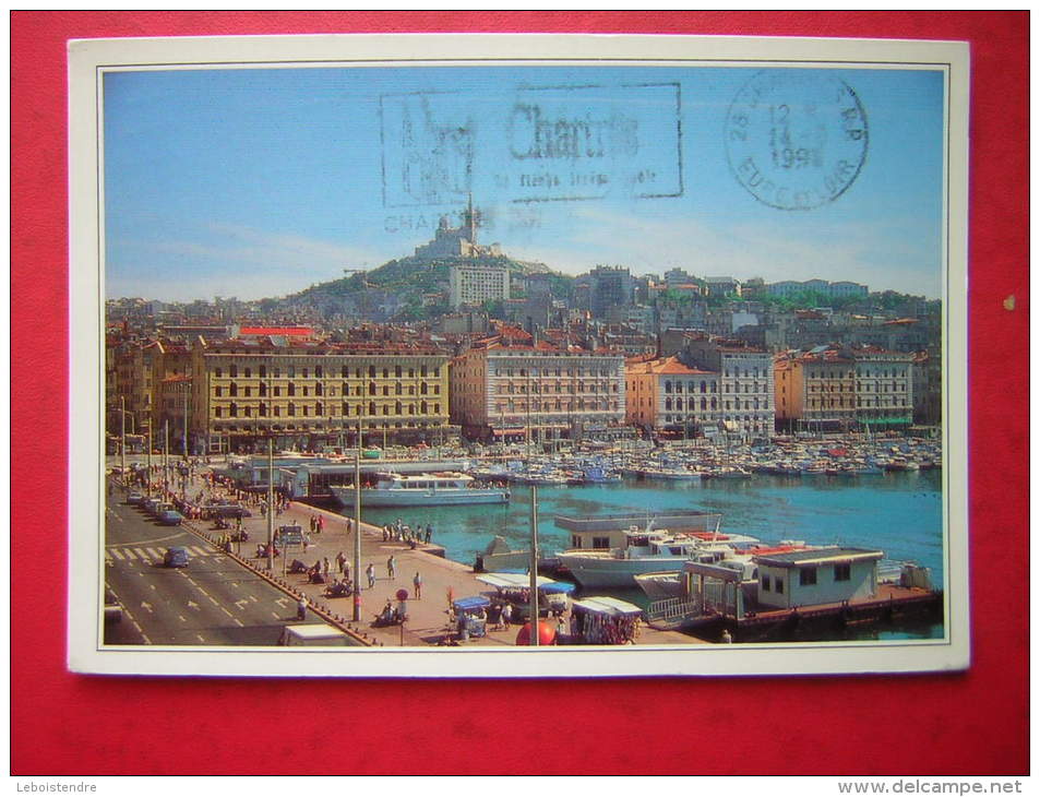 CPM  13 MARSEILLE QUAI DE RIVE NEUVE EN ARRIERE PLAN NOTRE DAME DE LA GARDE   VOYAGEE 1993 - Vieux Port, Saint Victor, Le Panier