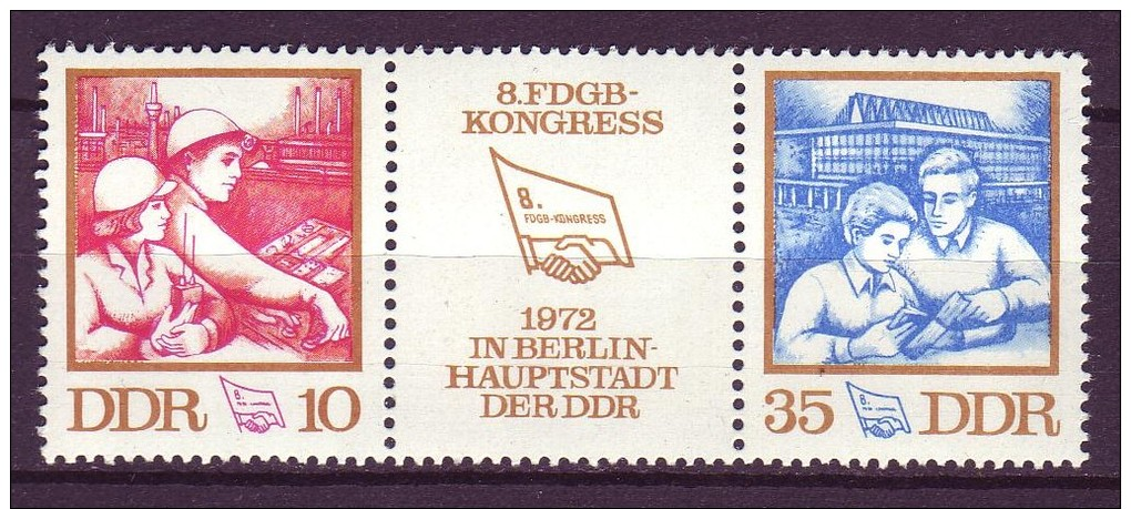 DDR - Mi-Nr. 1761 - 1762 Konreß FDGB Postfrisch - Zusammendrucke