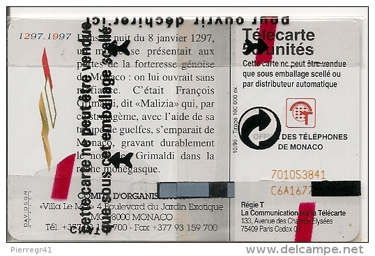 CARTE-PUCE-MONACO-MF43-50 U-10/96-SC7-700ANS DES GRIMALDI-NSB-LUXE - Monaco