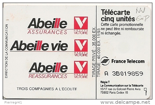 CARTE-PUCE-PRIVEE-5U-GN 08-SO3-11/93-ASSURANCES VICTOIRE-NEUVE-Série N° A 3B019859-TBE - 5 Unités