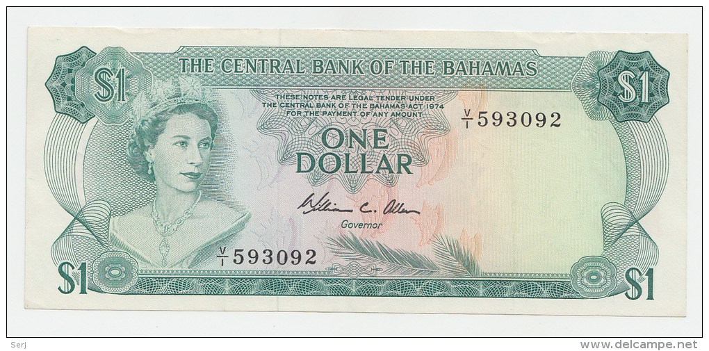 Bahamas 1 Dollar 1974 AXF Crisp Banknote P 35b 35 B - Bahamas