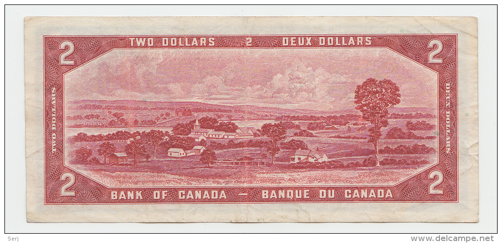 Canada 2 Dollars 1954 (1955-61) VF CRISP Banknote P 76a - Canada