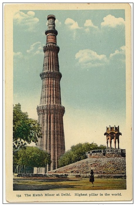 Vintage Postcard, The Kutab Minar At Delhi - Highest Pillar In The World, Delhi, India (ref.# 2925se) - Inde