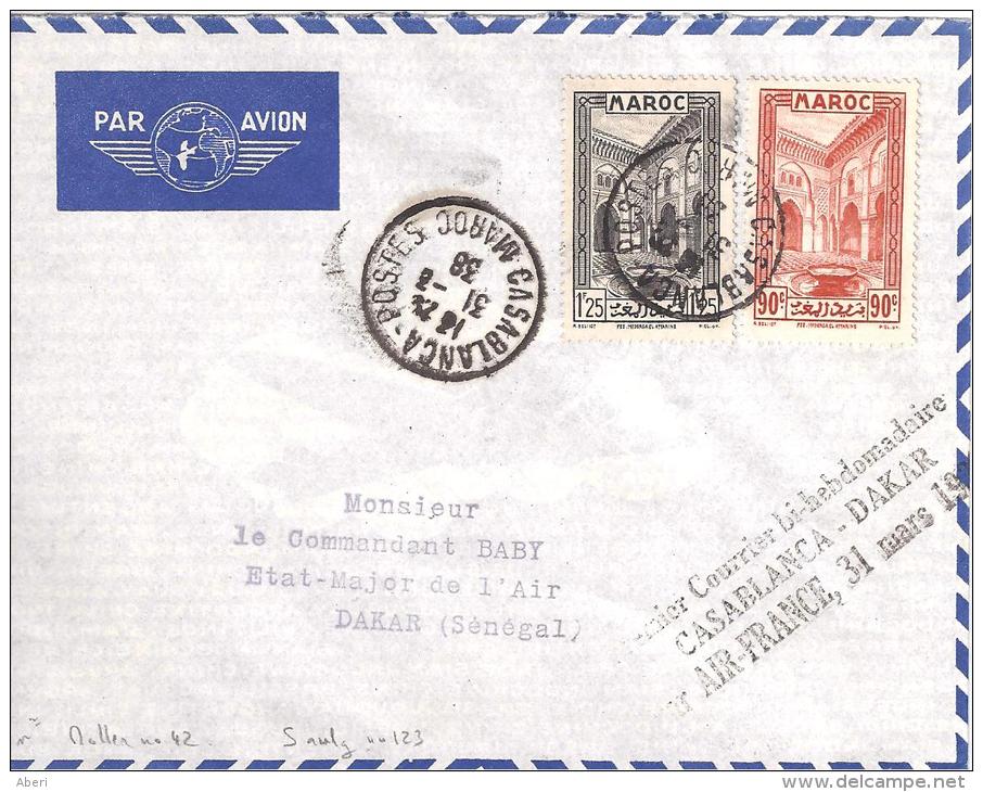 10010  1er Courrier Bi-Hebdomadaire CASABLANCA - DAKAR Par AIR-FRANCE - 31 Mars 1938 - Avions