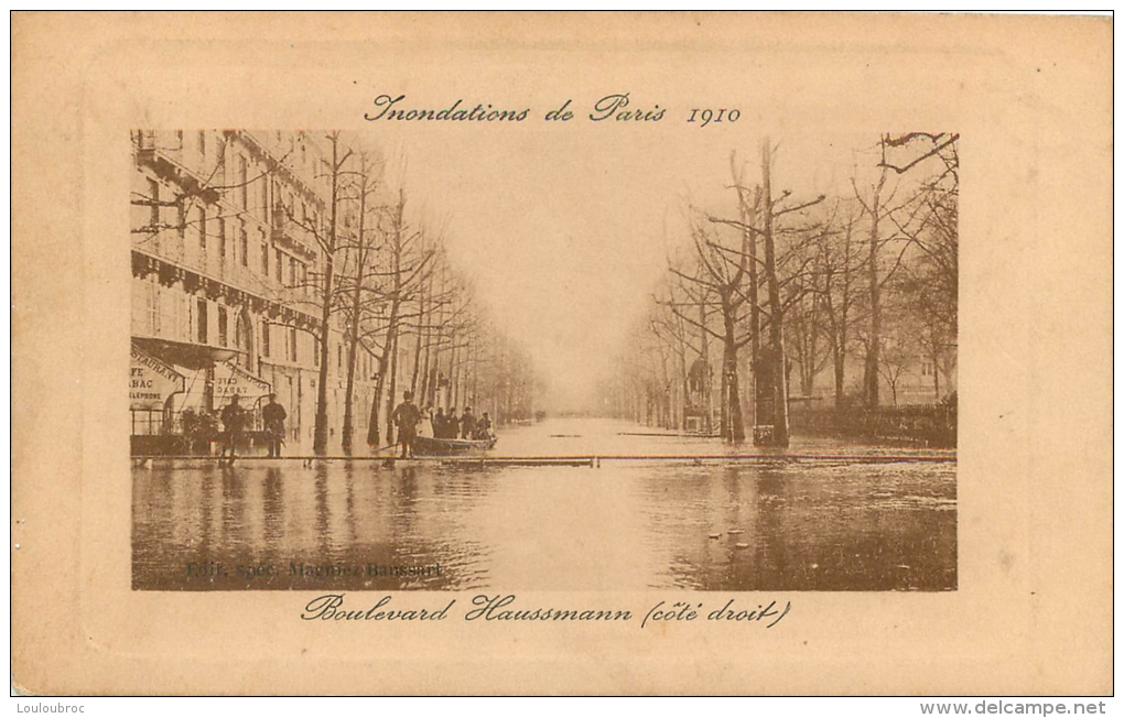 PARIS BOULEVARD HAUSSMANN COTE DROIT INONDATIONS 1910 - Otros & Sin Clasificación