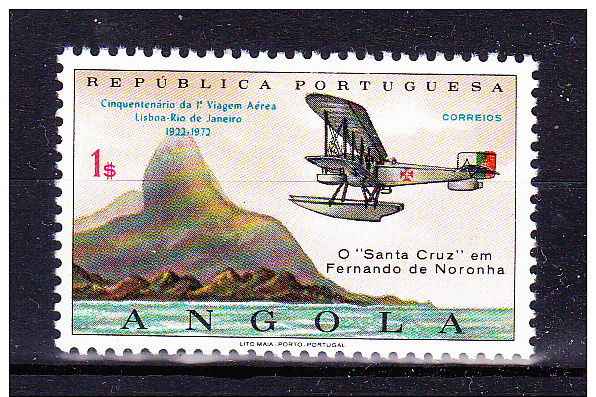 ANGOLA 1972 , Lisbon - Rio De Janeiro First Flight  ,     Y&T # 579   Cv  0.30  E ,     * MVLH , V V F - Angola
