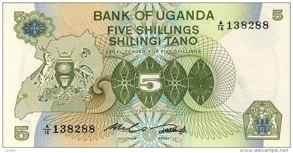 BILLET # OUGANDA  #1982 # 5 SHILLINGS  # PICK 15  # NEUF # - Ouganda