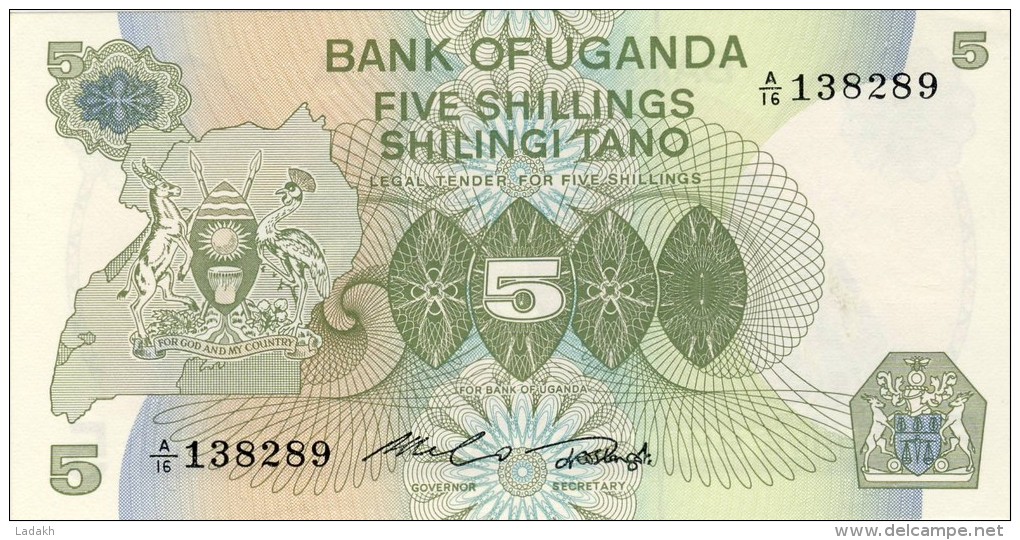 BILLET # OUGANDA  #1982 # 5 SHILLINGS  # PICK 15  # NEUF # - Ouganda