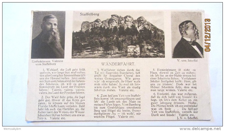 AK  Staffelberg Mit Einsiedlermann Valentin Vom Staffelberg Und Wanderlied Von J.V.von Scheffel - Staffelstein