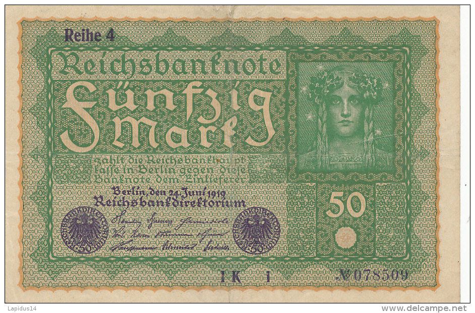 BILLETS  -ALLEMAGNE - 50 MARK  REICH  I K 1 N°78509 - 50 Mark