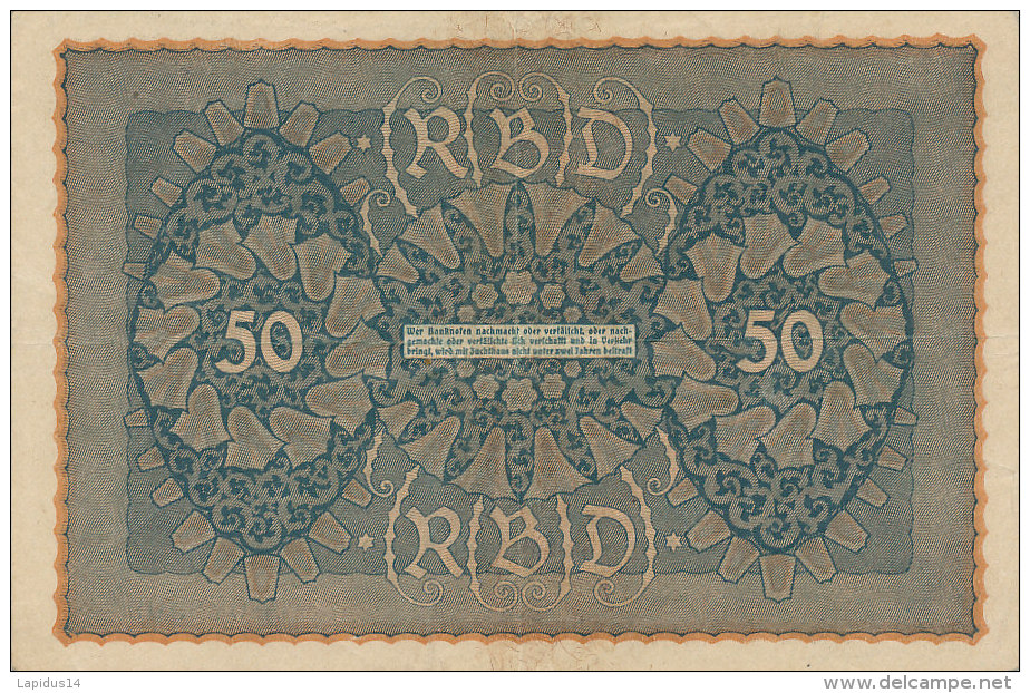 BILLETS  -ALLEMAGNE - 50 MARK  REICH  I K 1 N°78509 - 50 Mark