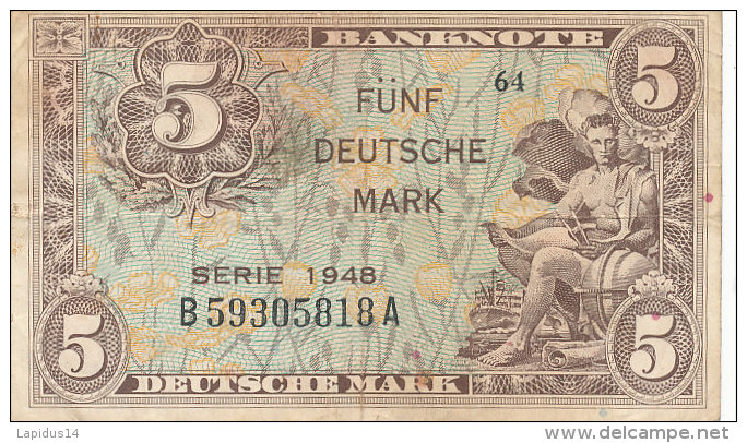 BILLETS  -ALLEMAGNE - 5  DEUTSCHE MARK  TYPE 1948 - 5 Mark