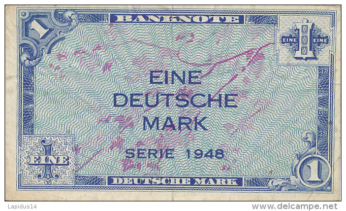 BILLETS  -ALLEMAGNE - EINE DEUTSCHE MARK  TYPE 1948 - 1 Mark