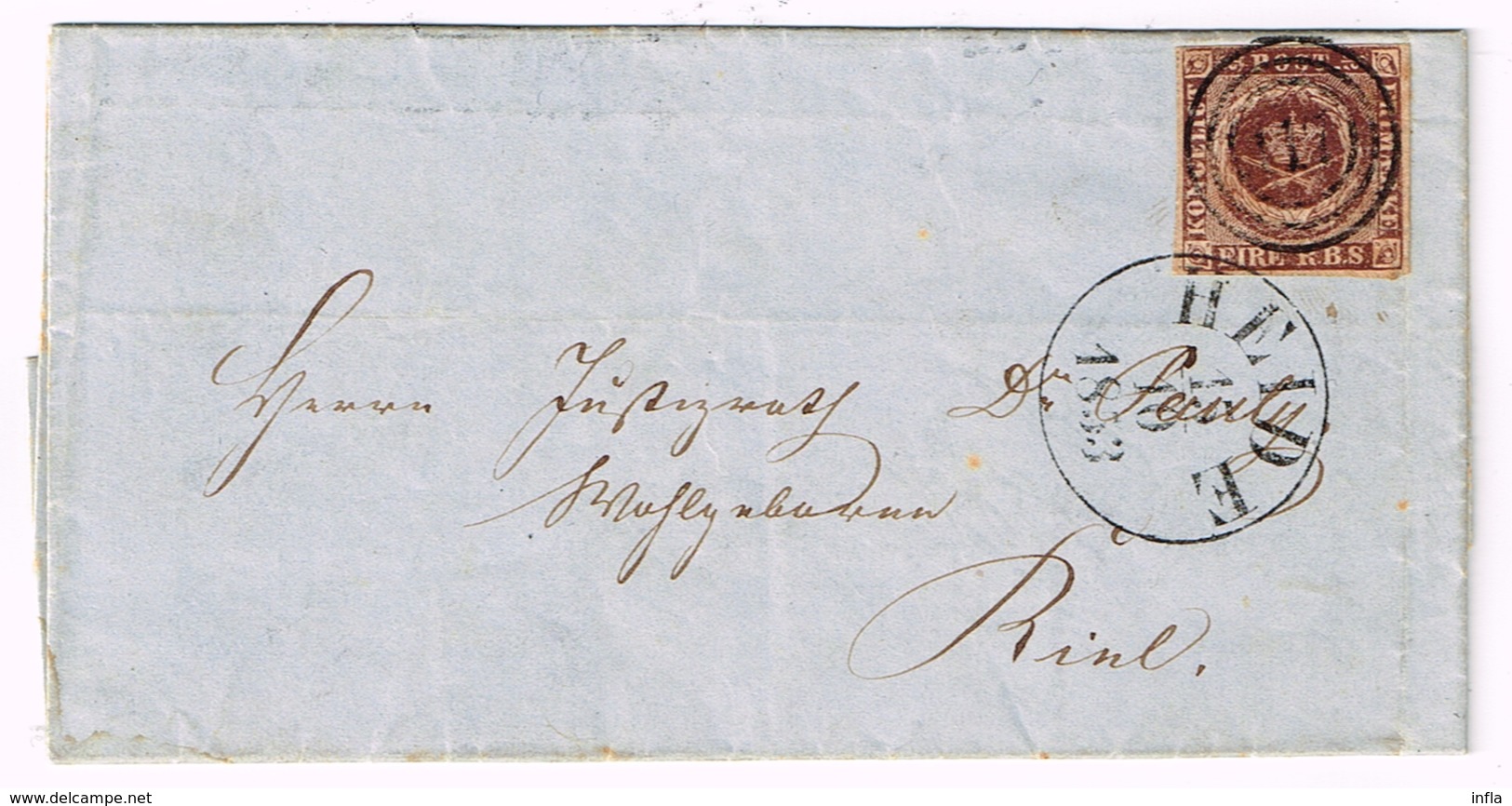 Dänemark 1853, Michel #  1 IIa O - Briefe U. Dokumente