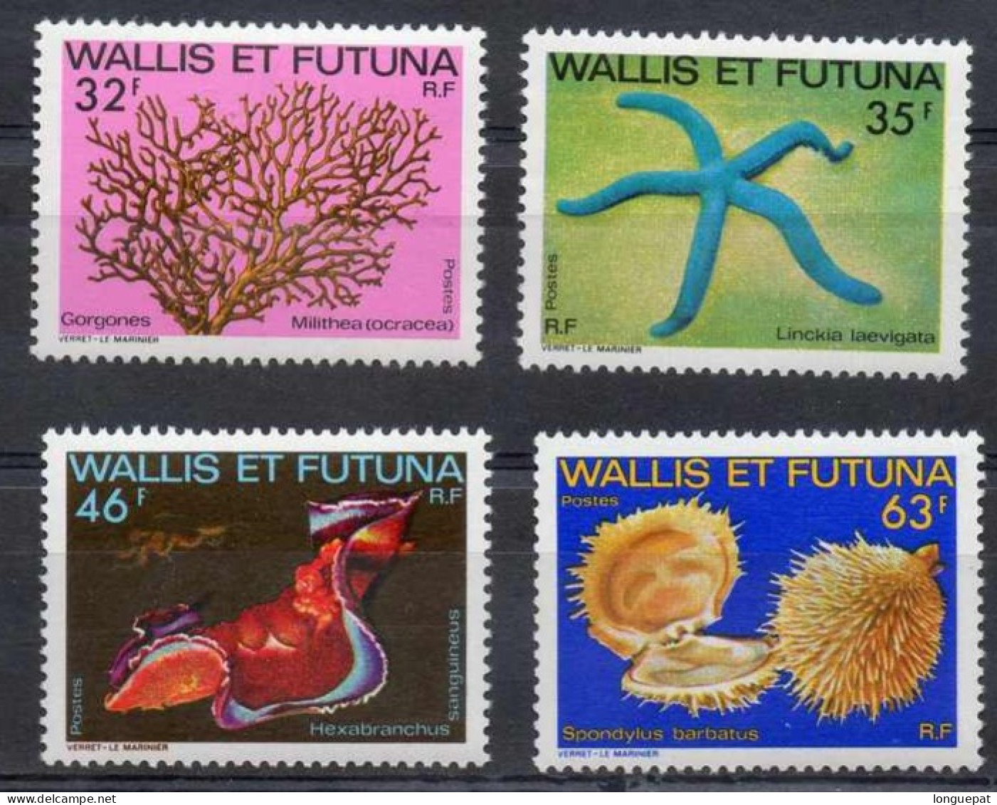 Wallis Et Futuna : Faune Marine : Milithea Ocracea, Linckia Laevigata, Spondylus Barbatus, Hexabranchus Sanguineus - - Neufs