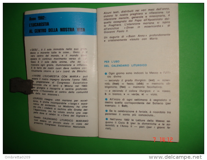 Calendarietto Anno1982 - Con Immagine Di Papa GIOVANNI PAOLO II -  CALENDARIO LITUTGICO Santuario REGINA Dei CUORI- ROMA - Formato Piccolo : 1981-90