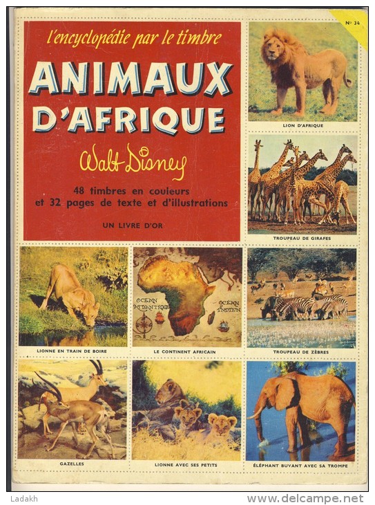 ENCYCLOPEDIE PAR LE TIMBRE 1956 N° 34 # WALT DISNEY # COCORICO #ALBUM ANIMAUX D'AFRIQUE 48 CHROMOS # - Albums & Katalogus