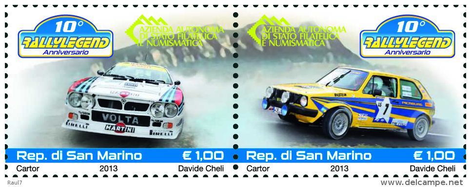 San Marino 2013 - Voitures De Rallye, Vw Golf, Lancia Delta, 10e Ann Du Rallye De Legende - 2val Neuf // Mnh - Neufs