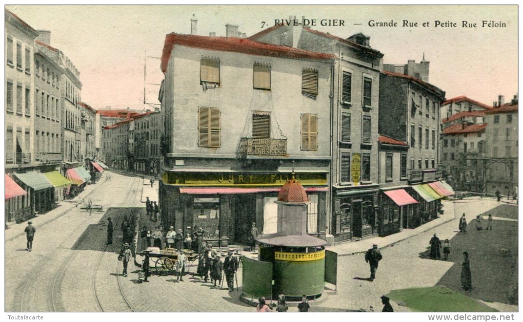 CPA 42 RIVE DE GIER GRANDE RUE ET PETITE RUE FELOIN Colorisée - Saint Chamond