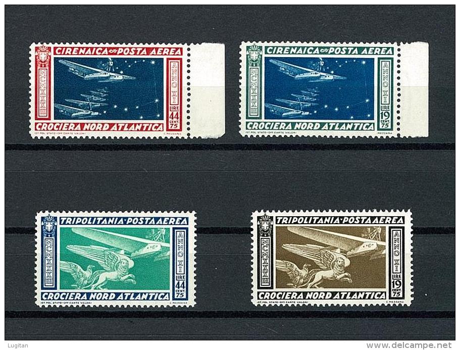 GIRO 2 COLONIE - ANNO 1933 - CROCIERA ITALO BALBO 4 VAL. CIRENAICA - TRIPOLITANIA - NUOVI GOMMA ORIGINALE INTEGRA ** MNH - Sonstige & Ohne Zuordnung