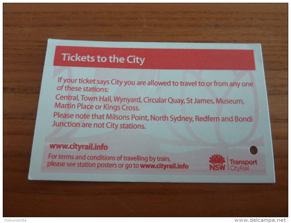 Ticket De Transport (train) "mytrain - ST PETERS" NSW GOVERNMENT Sydney - AUSTRALIE - Mundo