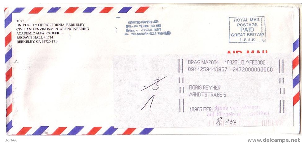 GOOD GB Postal Cover To GERMANY - Postage Paid - Covers & Documents