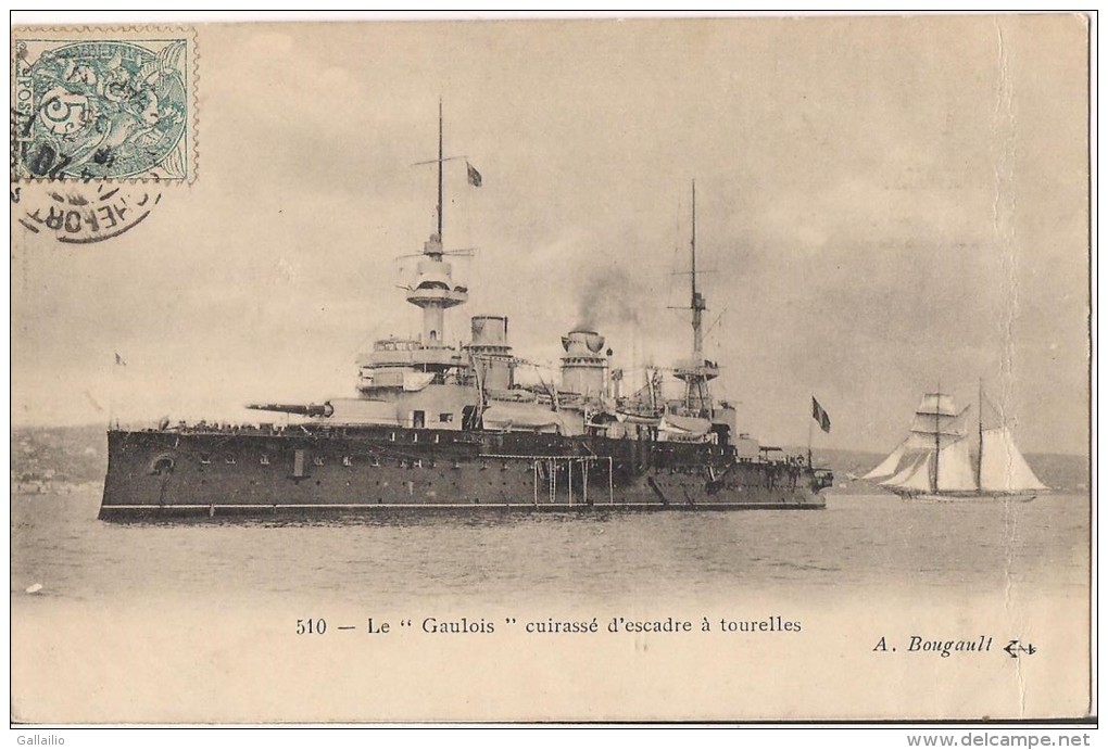 LE GAULOIS CUIRASSE D'ESCADRE A TOURELLES CPA NO 510 - Guerra