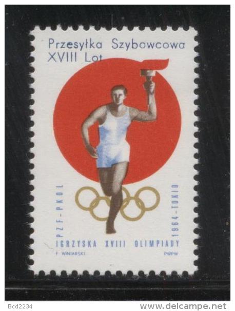 POLAND 1964 TOKYO OLYMPICS LABEL NHM GLIDER MAIL CINDERELLA RUNNER TORCH OLYMPIC GAMES ATHLETICS - Planeurs