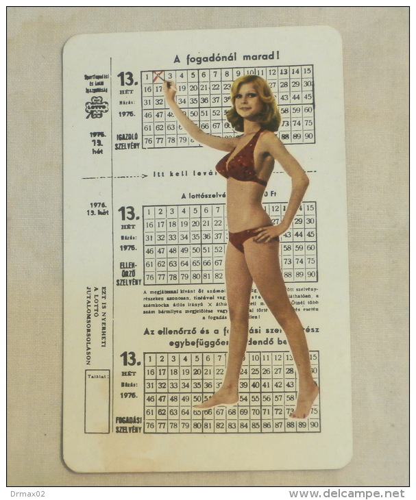 LOTO  (HUNGARY) Betting, Gambling 1976 / Lottery Ticket And A Girl In A Bikini - Pin Up - Tamaño Pequeño : 1971-80