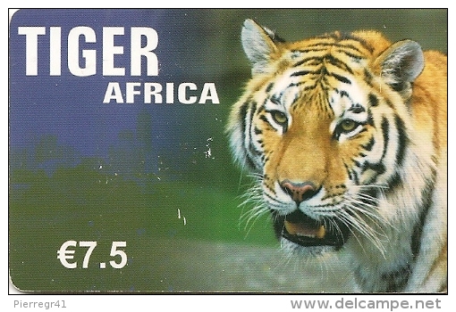 CARTE-PREPAYEE-TIGER AFRICA-7.5€-TETE DE TIGRE-31/12/2008-UTIL ISEE-BE - Autres & Non Classés