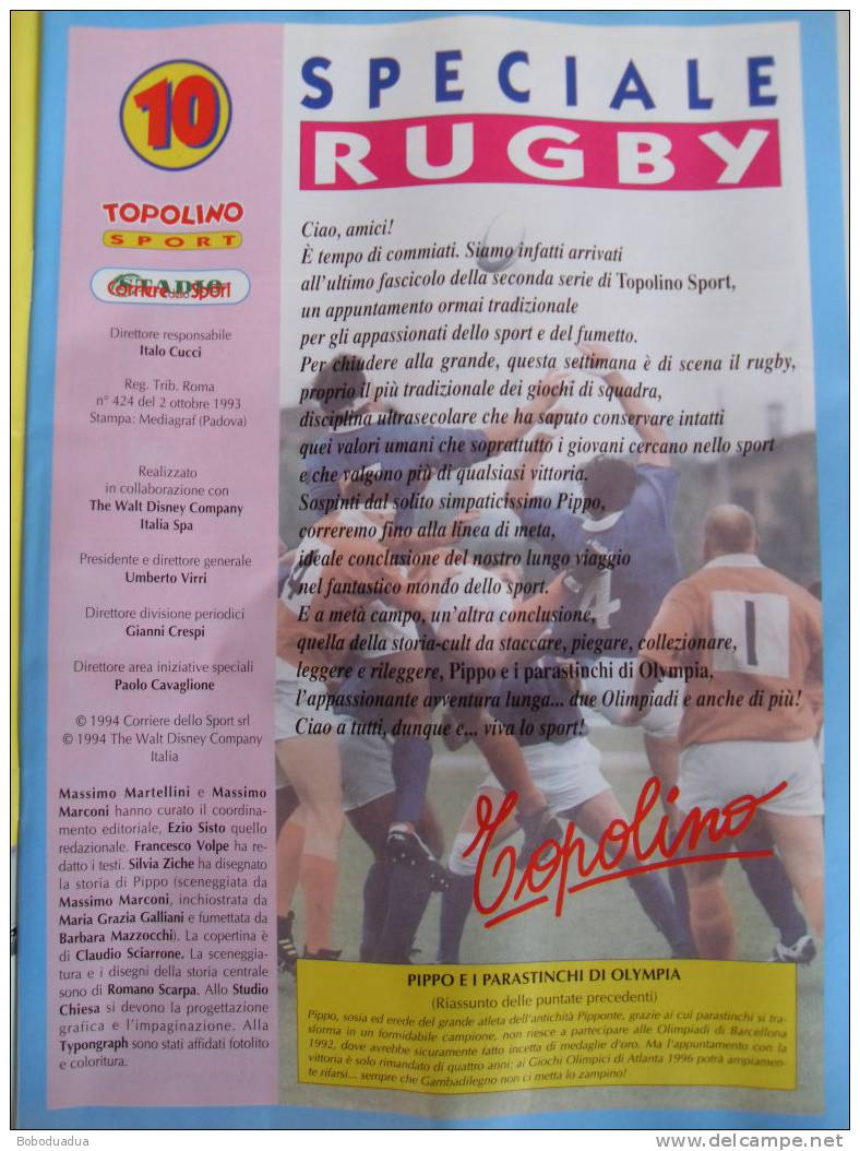 TOPOLINO SPORT SPECIALE RUGBY DEL 1994 - Rugby