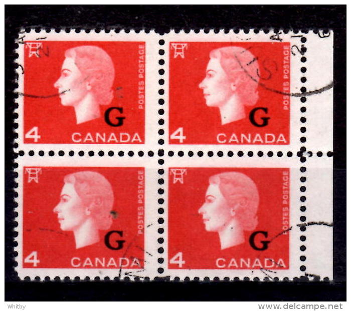 Canada1963 4 Cent Cameo G Overprint Block Of 4  #O48 - Sovraccarichi