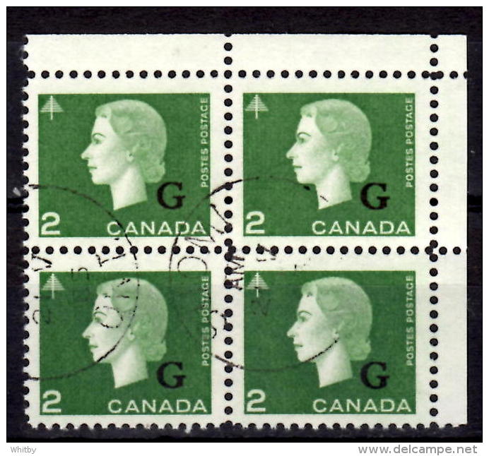 Canada 1963 2 Cent Cameo G Overprint Block Of 4  #O47 - Sobrecargados